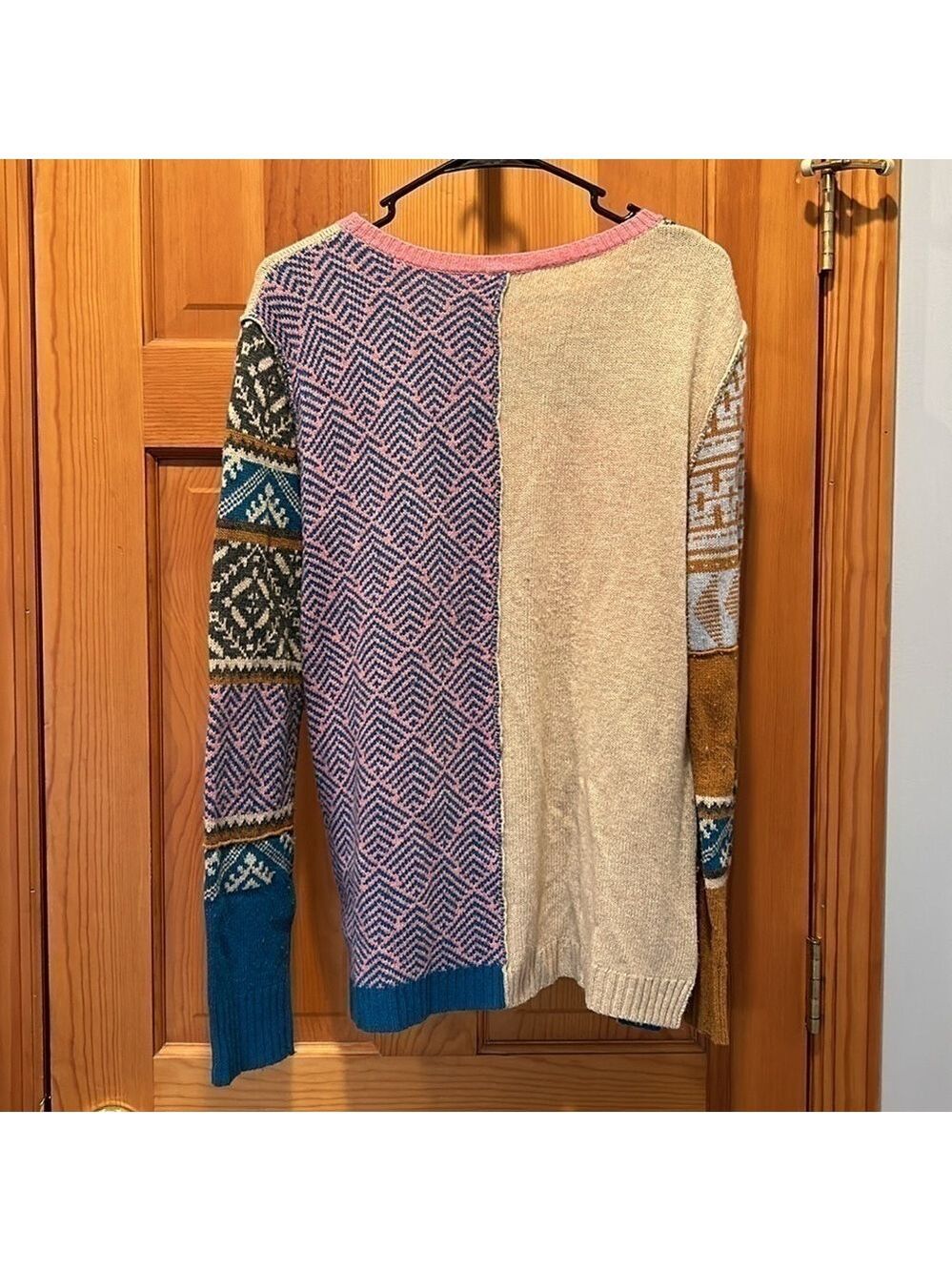 Sundance Fields of Fair Patchwork Multicolored Sweater Alpaca Wool Size Medium - Picture 4 of 6